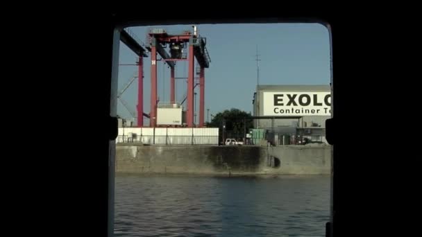 Dockside Gantry Daruk Konténerek Egy Konténerterminálban Buenos Aires Kikötőben Argentínában — Stock videók