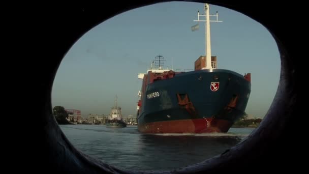 Rimorchiatore Nave Carico Nel Porto Buenos Aires Argentina Sud America — Video Stock