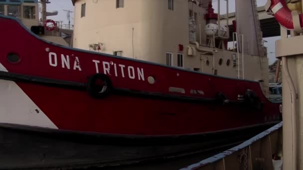 Tugboat Leaving Port Buenos Aires Dawn — Stock Video