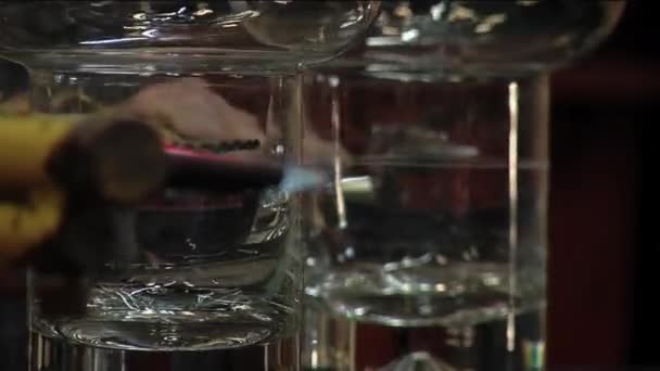 Виробництво Скляних Чашок Скляній Фабриці Закриття — стокове відео