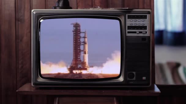 Apollo Rocket Launch Egy Régi Vintage Ben Nasa Által Berendezett — Stock videók