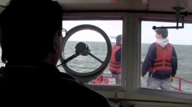 Arjantin 'in Mar del Plata yakınlarındaki geleneksel balıkçı teknesinde.  