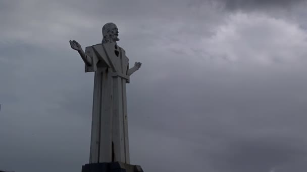 Cristo Redentor San Salvador Padroeiro Pescador Grande Escultura Localizada South — Vídeo de Stock