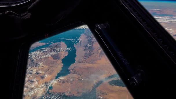 Egypt Saudi Arabia Red Sea Nile River Seen International Space — Stock Video