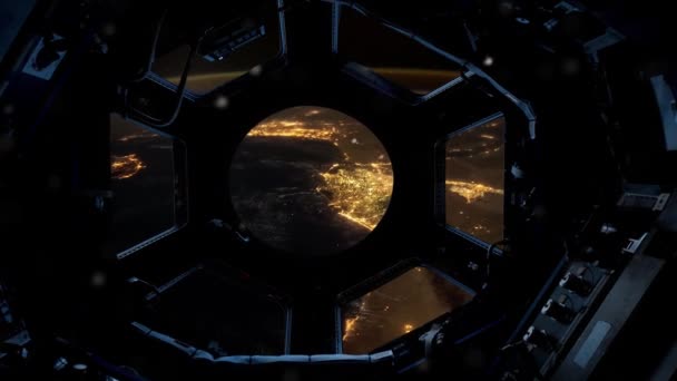 Luci Della Città Notte Visto Dalla Stazione Spaziale Internazionale Elementi — Video Stock