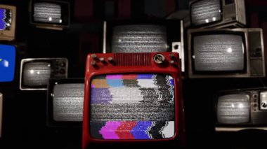 4K 'da Yığılmış Retro TV' lerde Atacama Bölgesi, Şili Bayrağı