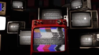 4K 'da Yığılmış Retro TV' lerde Aysen Bölgesi, Şili Bayrağı