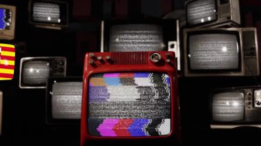 4K 'da istiflenmiş Retro TV' lerde Girona bayrağı