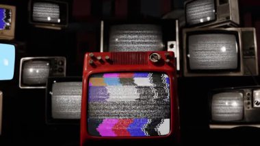 Bulgaristan 'ın Sofya kentinin bayrağı 4K' da Yığılmış Retro TV 'lerde