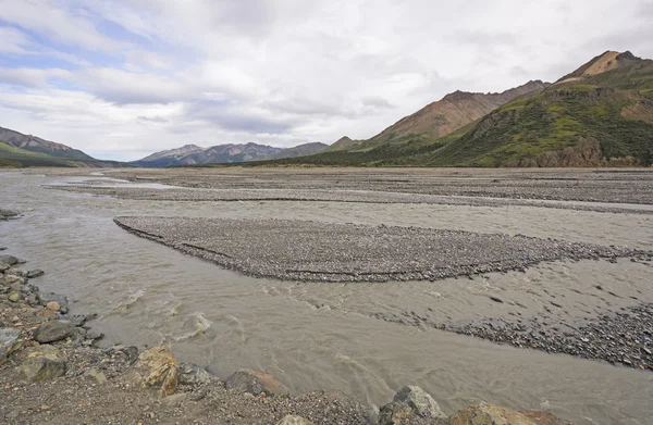 Rivière glacée tressée dans la nature — Photo