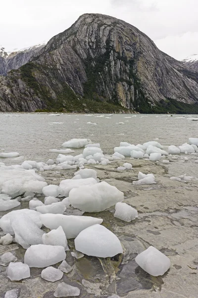 Bergs lodu na brzegu zdalnego — Zdjęcie stockowe