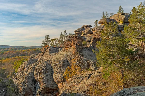 Evening Light Sandstone Cliffs Garden Gods Shawnee National Forest Illinois — 스톡 사진