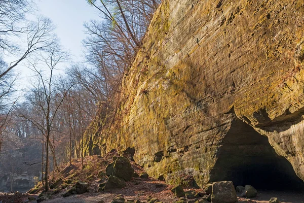 Winter Afternoon Glow Canyon Wall Matthiessen State Park Illinois — Stock Photo, Image