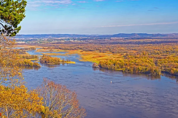 Felső Mississippi Bayou Őszi Színekben Great River Bluffs State Park — Stock Fotó