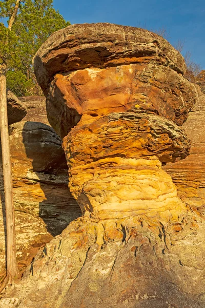 Evening Glow Unusual Rock Formation Gardenof Gods Herod Illinois — Stock Photo, Image