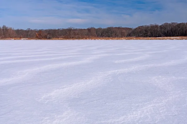 Vagues Gelées Sur Lac Gelé Dans Réserve Ned Brown Illinois — Photo