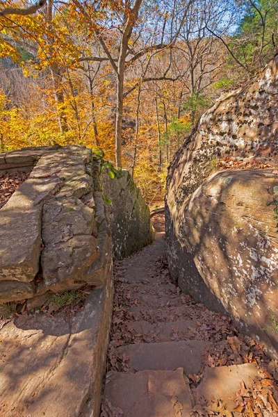 Hand Cut Stairway Rocks Bell Smith Springs Scenic Area Illinois — Stock Photo, Image