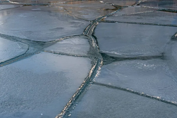 Juntas Gelo Lago Congelado Michigan Perto Northerly Island Chicago — Fotografia de Stock