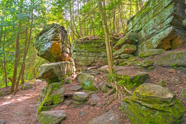 Klippiga Avsatser Bland Skogen Cuyahoga Valley National Park Ohio — Stockfoto