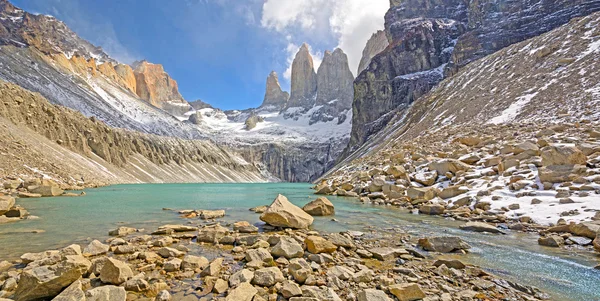 Panoramic View of an Alpine Lake Royalty Free Stock Images