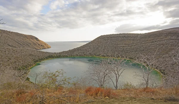 Lago remoto su un'isola vulcanica — Foto Stock