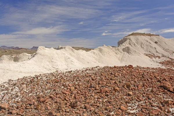 Colorful Red Rock on White Ash in the Desert — Stock Photo, Image