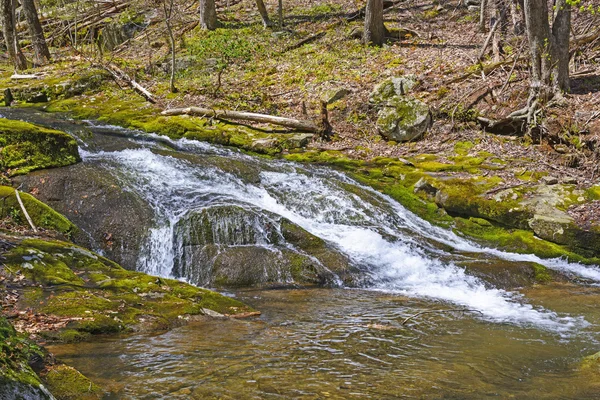 Cascata di montagna appartata all'inizio della primavera — Foto Stock