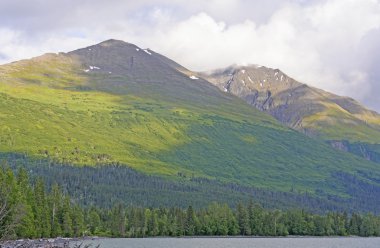 Bir vahşi doğa göl üzerinde akşam gölgeler