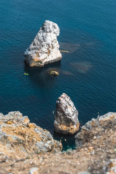 The coast at the cape Fiolent. Top view on sea and rocks. Crimea — Stock Photo, Image