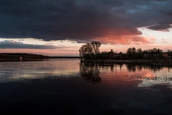 Solnedgång Vid Floden Volga Myshkin — Stockfoto