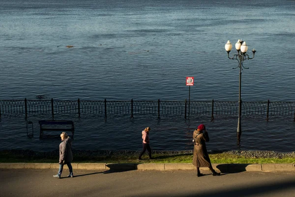 Rybinsk Rusko Května 2021 Přetečení Řeky Volhy — Stock fotografie