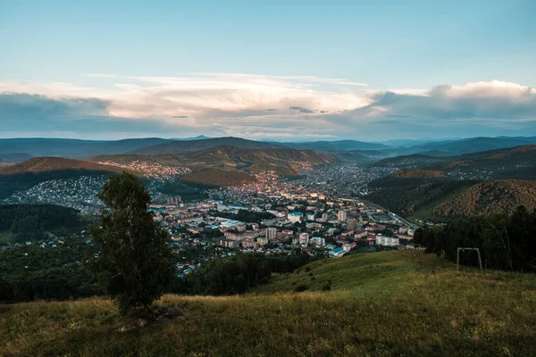 Sunset View Gorno Altaysk Observation Deck Mount Tugaya — Stock Photo, Image