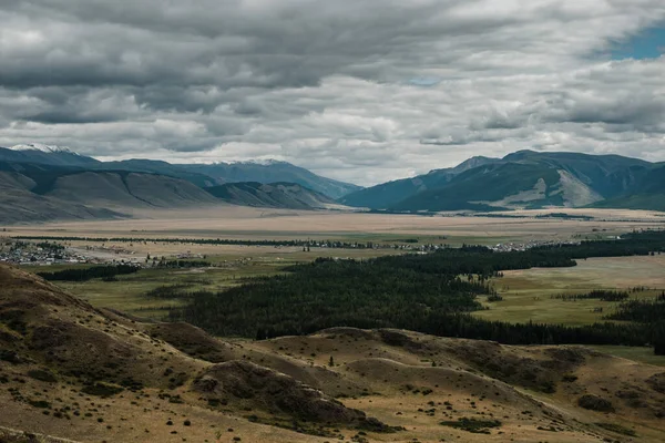 Vista Das Estepes Kurai Nas Montanhas Altai — Fotografia de Stock