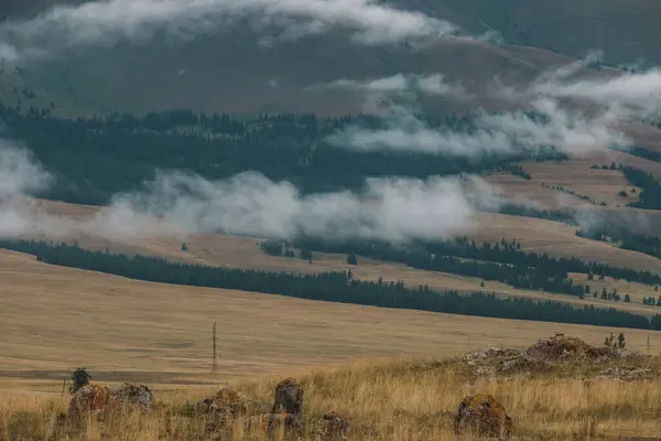 Vista Das Estepes Kurai Nas Montanhas Altai — Fotografia de Stock