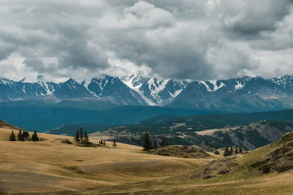 Vista Las Estepas Del Kurai Las Montañas Altai — Foto de Stock