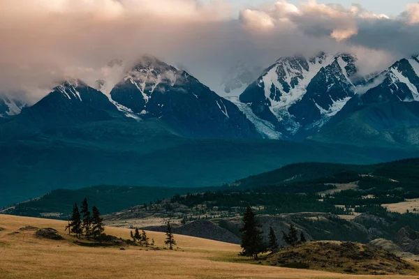 Vista Las Estepas Del Kurai Las Montañas Altai — Foto de Stock