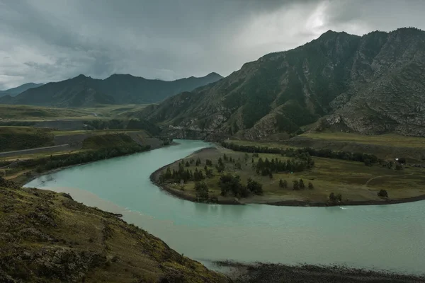 Confluencia Los Ríos Chuya Katun Las Montañas Altai — Foto de Stock