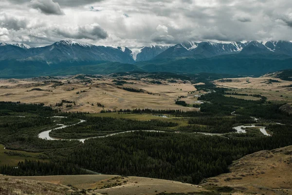 Vue Sur Les Steppes Kurai Dans Les Montagnes Altaï — Photo