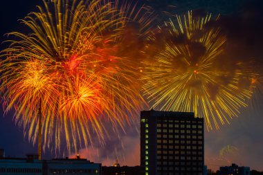 Moskova üzerinde havai fişek. Rusya