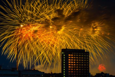 Moskova üzerinde havai fişek. Rusya
