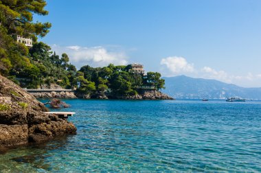 İtalya 'nın Ligurian kıyısındaki Portofino köyü 