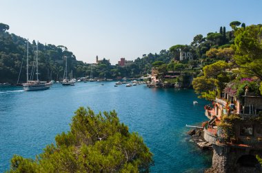 İtalya 'nın Ligurian kıyısındaki Portofino köyü 