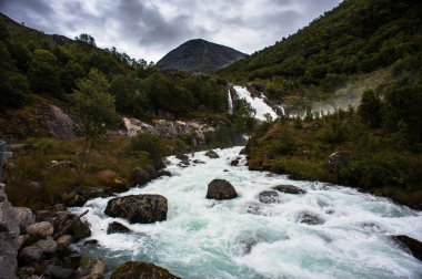 Yaz güzel Norveç manzaraya
