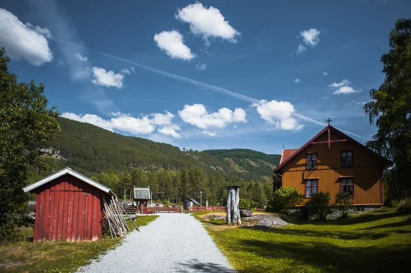 Ancient fisherman's wooden huts in ethnic park, Norway — Stock Photo, Image