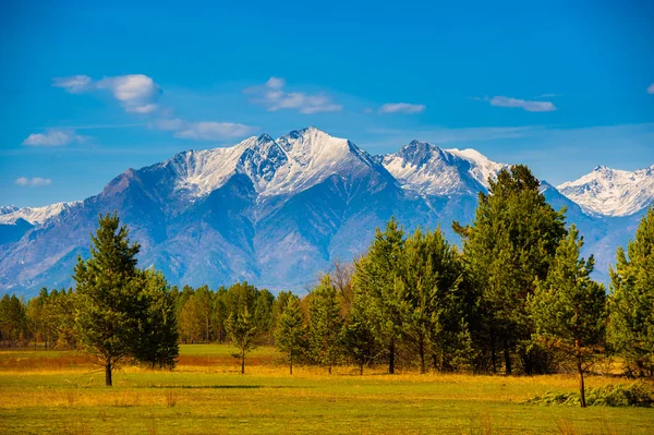 Hermoso paisaje primaveral de las montañas Sayan occidentales —  Fotos de Stock