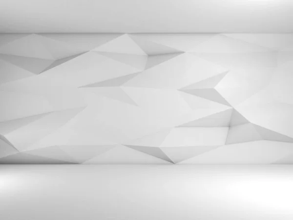 Abstract empty white interior, cgi background with polygonal mosaic pattern on the wall, 3d rendering illustration — Stock Image Abstract Empty White Interior Cgi Background Polygonal Mosaic Pattern Wall Royalty Free Stock Photos