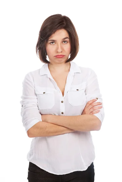 Brunette op zoek vervelen — Stockfoto