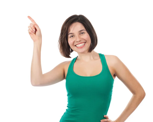 Young woman pointing — Stock Photo, Image