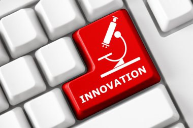 Kırmızı düğmeli klavye ve metin Yeniliği