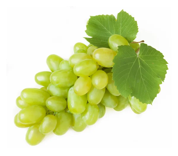 Uvas Verdes Isoladas Sobre Fundo Branco — Fotografia de Stock